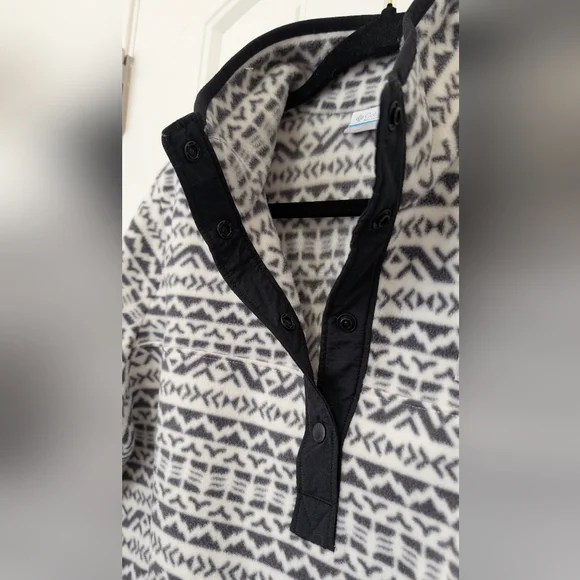 Columbia Quarter Snap Fleece Pullover Black And White Winter Mix Size L - Picture 8 of 9